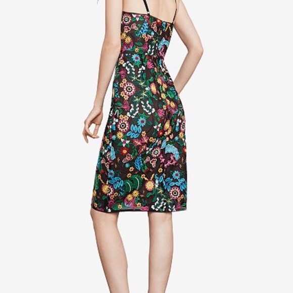 BCBGMAXAZRIA Womens Floral Embroidered Bustier Midi Dress